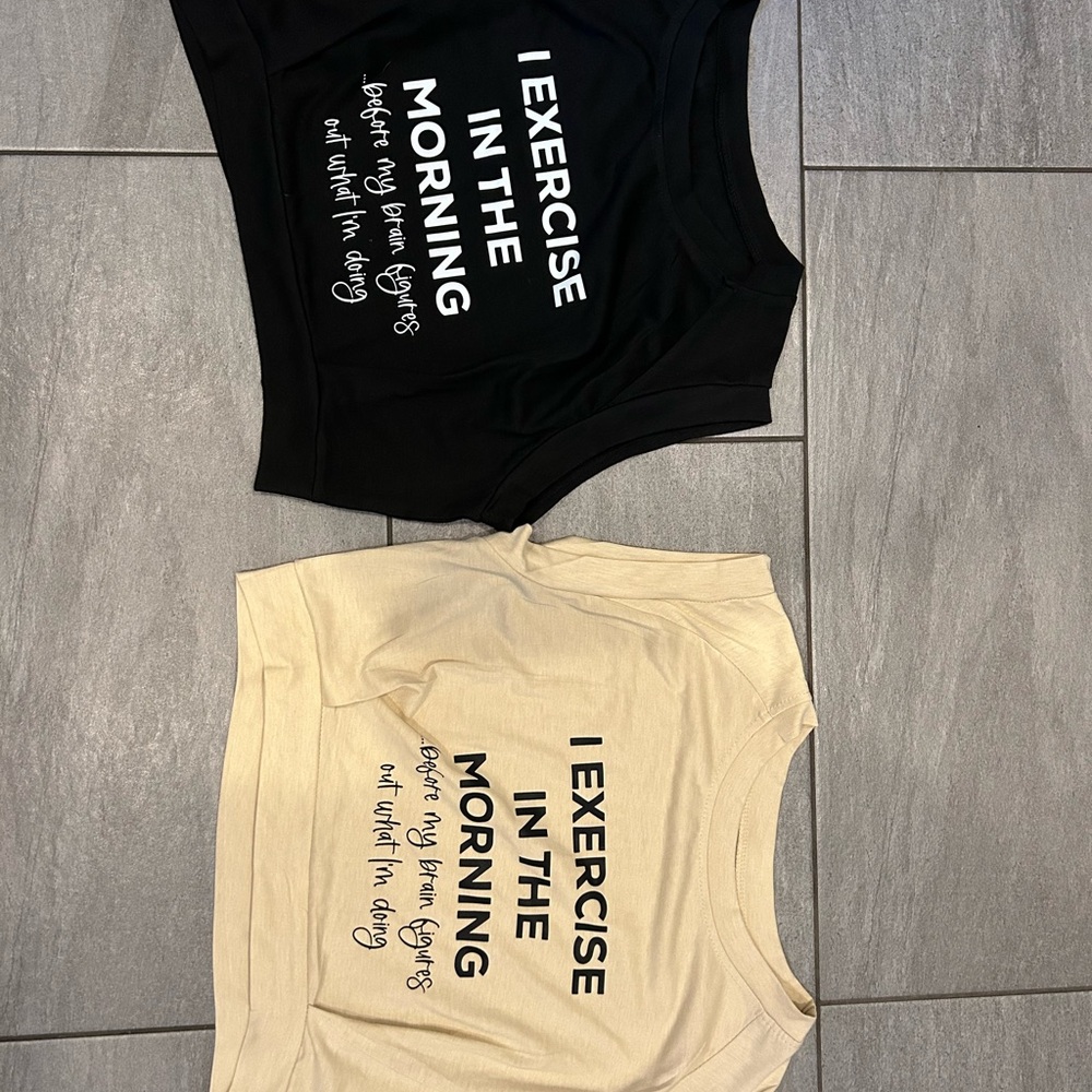 Graphic Tank Crop Tops - Black and Cream